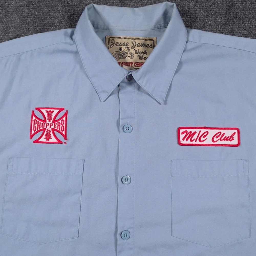 West Coast Choppers Jesse James Work Wear Shirt Mens L M/C Club Mechanic